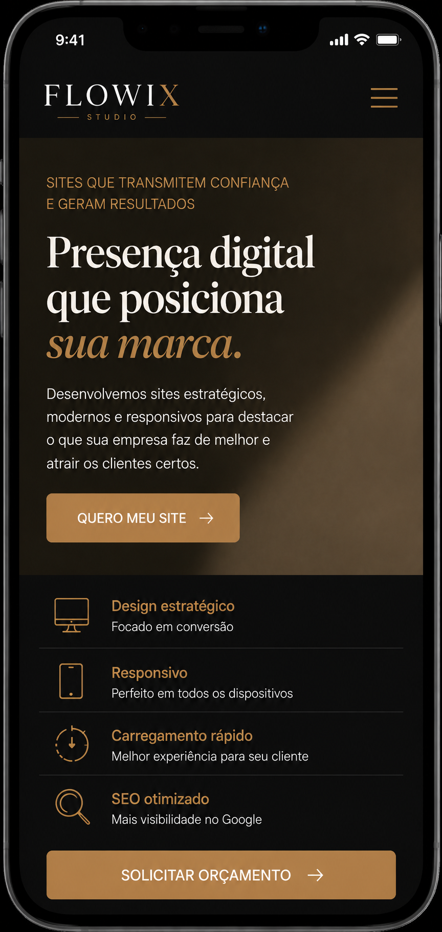 Design responsivo — site adaptado para celular, tablet e desktop
